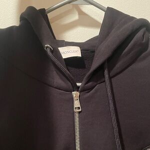 Moncler Dark Hoodie with Silver Zipper
